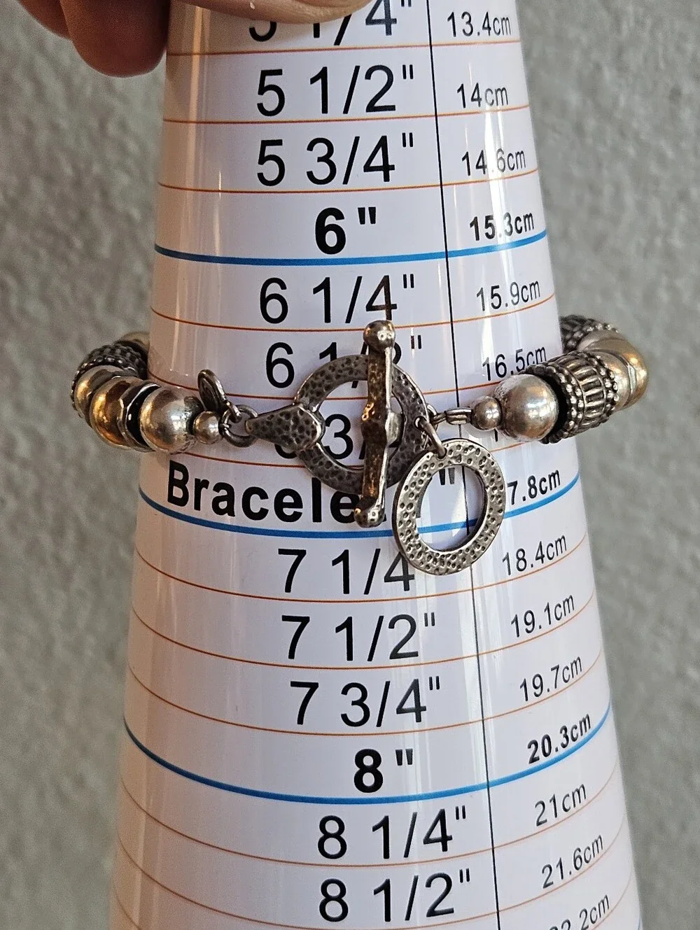 Vintage Silpada Sterling Silver & 14k Gold Beaded Toggle Bracelet 6.75